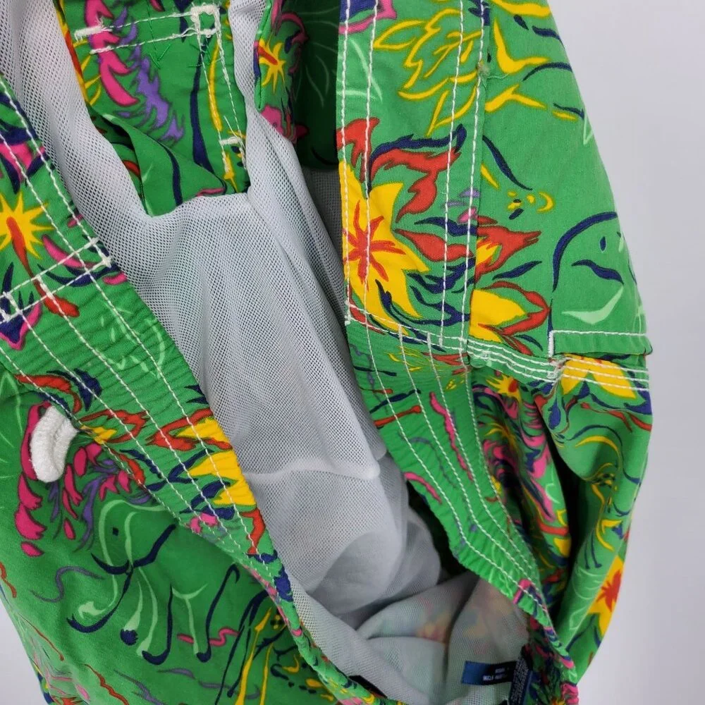Polo by Ralph Lauren Green Aloha Safari Print‎ Swim Trunk Board Shorts Size XL